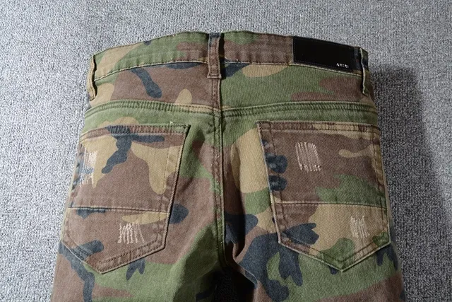 Camouflage Patchwork Distressed Ripped Jeans 5