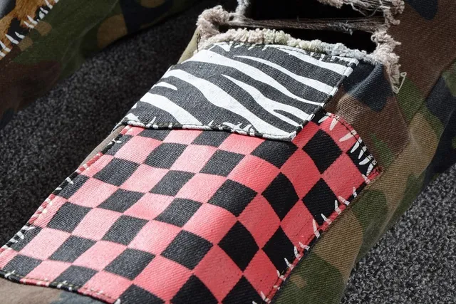 Camouflage Patchwork Distressed Ripped Jeans 11