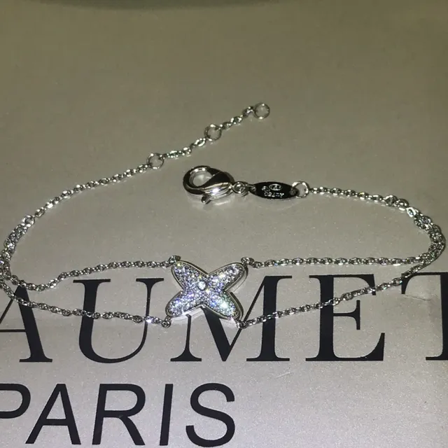 CHAUMET Étoile de Mer Prata e Ouro Estrela Motivo Pavê Corrente Fina Pulseira 3