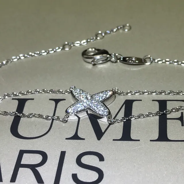 CHAUMET Étoile de Mer Prata e Ouro Estrela Motivo Pavê Corrente Fina Pulseira 4