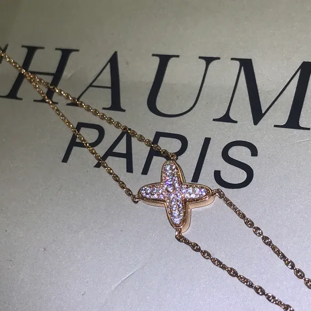 CHAUMET Étoile de Mer Prata e Ouro Estrela Motivo Pavê Corrente Fina Pulseira 5