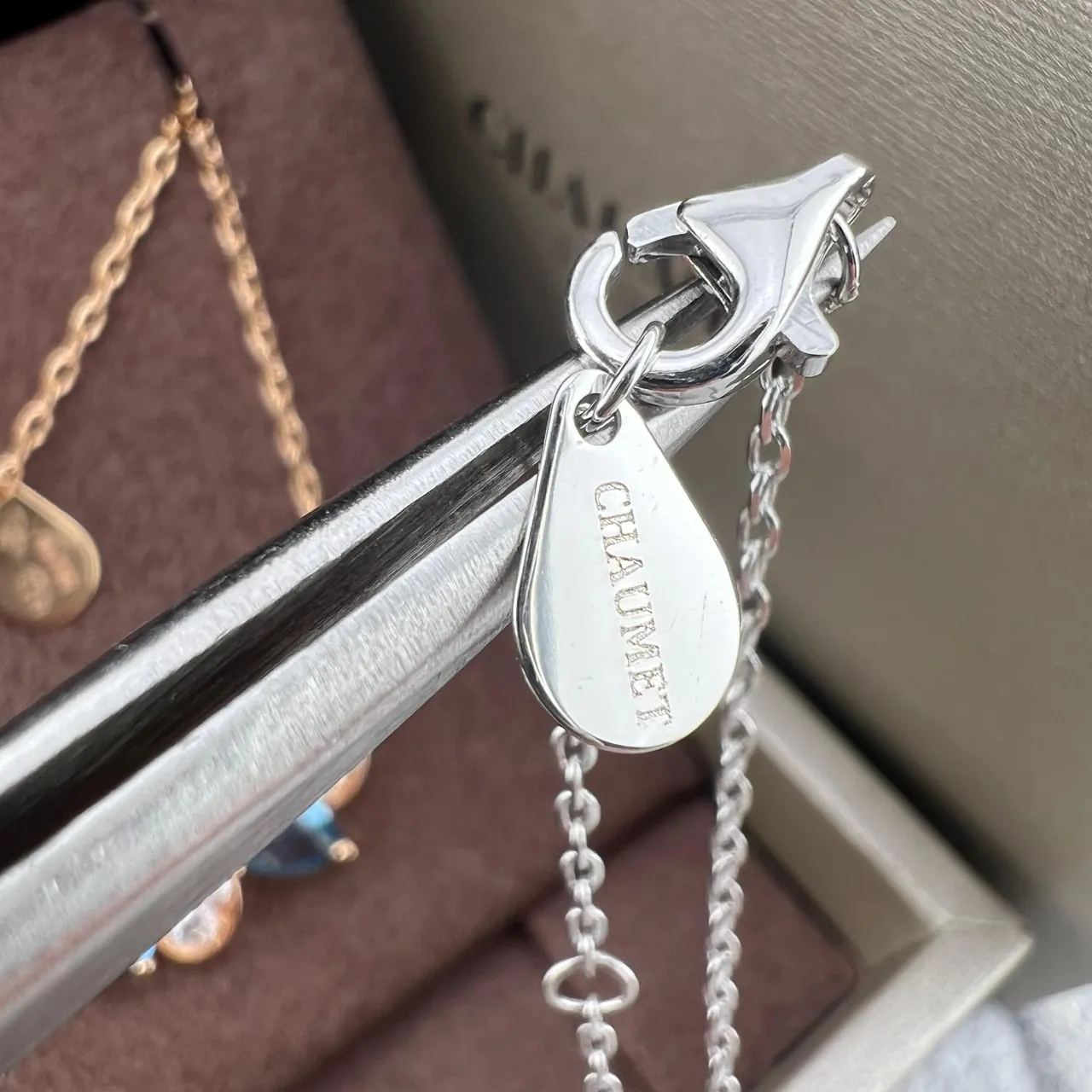 CHAUMET Two-Tiered Pear-Shaped Blue Gemstone and Diamond Necklace 3