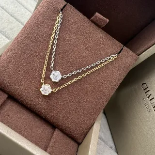 CHAUMET سلاسل قلادة كريستال سداسية ثنائية اللون