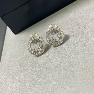 Circular Pavé Halo Floating Diamond Stud Earrings