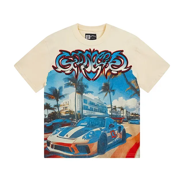 Cream Graphic-Print Double-Sided Oversized T-Shirt 2