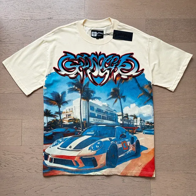 Cream Graphic-Print Double-Sided Oversized T-Shirt 5