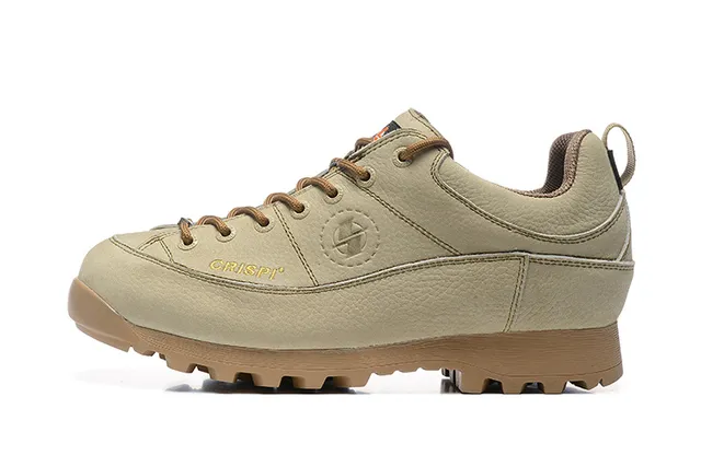 CRISPI Bota de corte baixo Verde Exército Preto Couro Fosco Superior Botas de Trilha 2