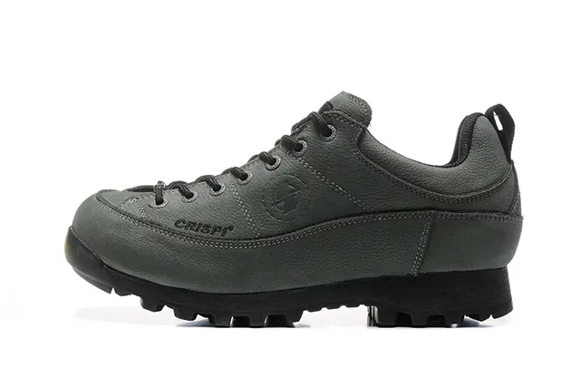 CRISPI Bota de corte baixo Verde Exército Preto Couro Fosco Superior Botas de Trilha 9