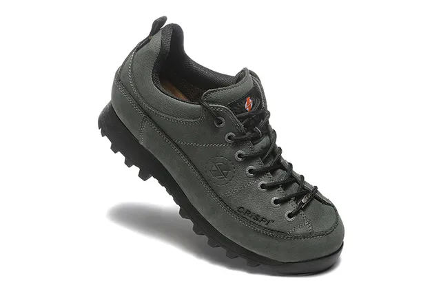 CRISPI Bota de corte baixo Verde Exército Preto Couro Fosco Superior Botas de Trilha 10