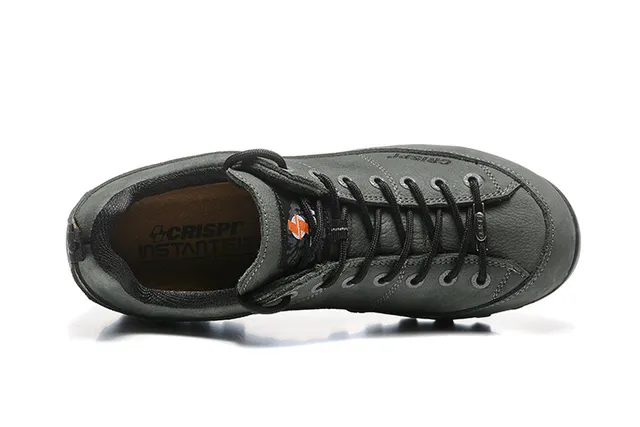 CRISPI Bota de corte baixo Verde Exército Preto Couro Fosco Superior Botas de Trilha 12