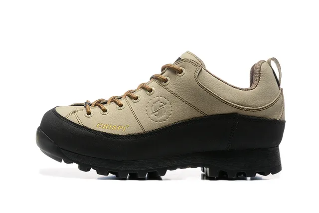 CRISPI Bota de corte baixo Verde Exército Preto Couro Fosco Superior Botas de Trilha 15