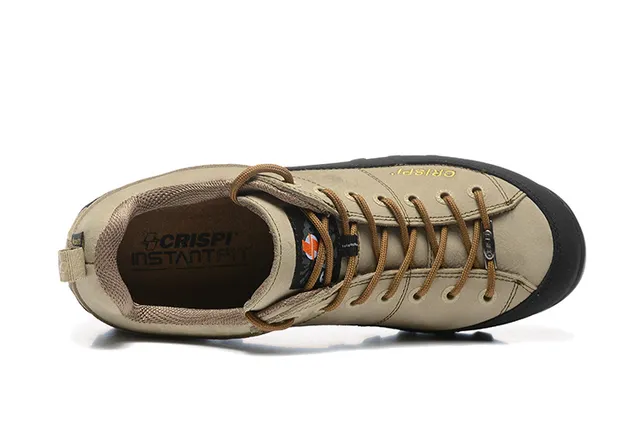 CRISPI Bota de corte baixo Verde Exército Preto Couro Fosco Superior Botas de Trilha 19