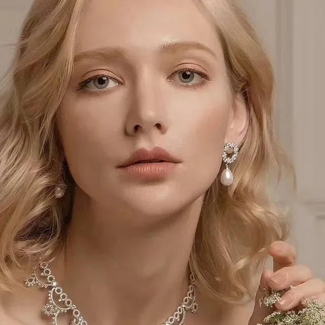 Crystal Halo Teardrop Pearl Drop Earrings 2