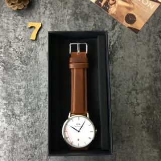 Daniel Wellington Brown White Minimalist Thin Case Quartz Watch