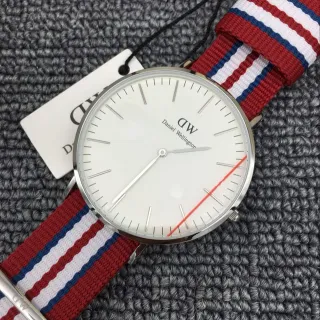 Daniel Wellington White Red Minimalist Dial NATO Strap Quartz Watch