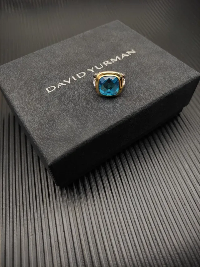 David Yurman Cable Classic Cushion-Cut Blue Topaz Ring 6