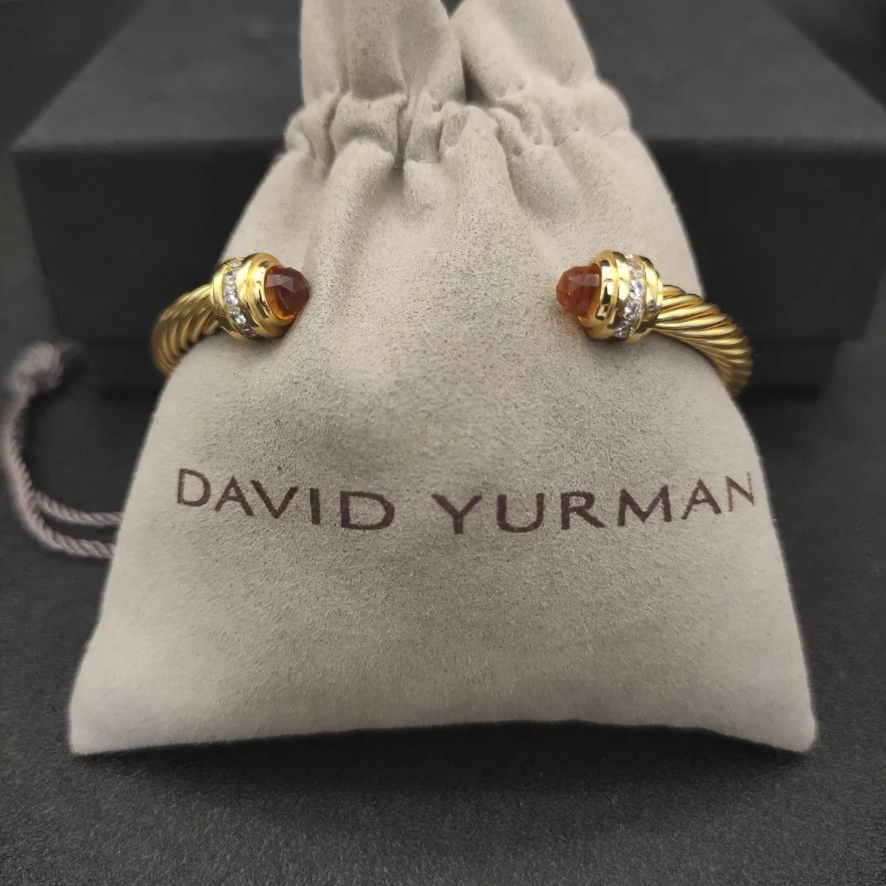 David Yurman Cable Classic Twisted Gold-Tone Gemstone-Capped Bracelet 9