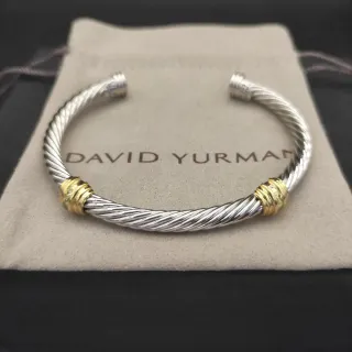 David Yurman Cable Classic سوار ثنائي اللون ملتوي
