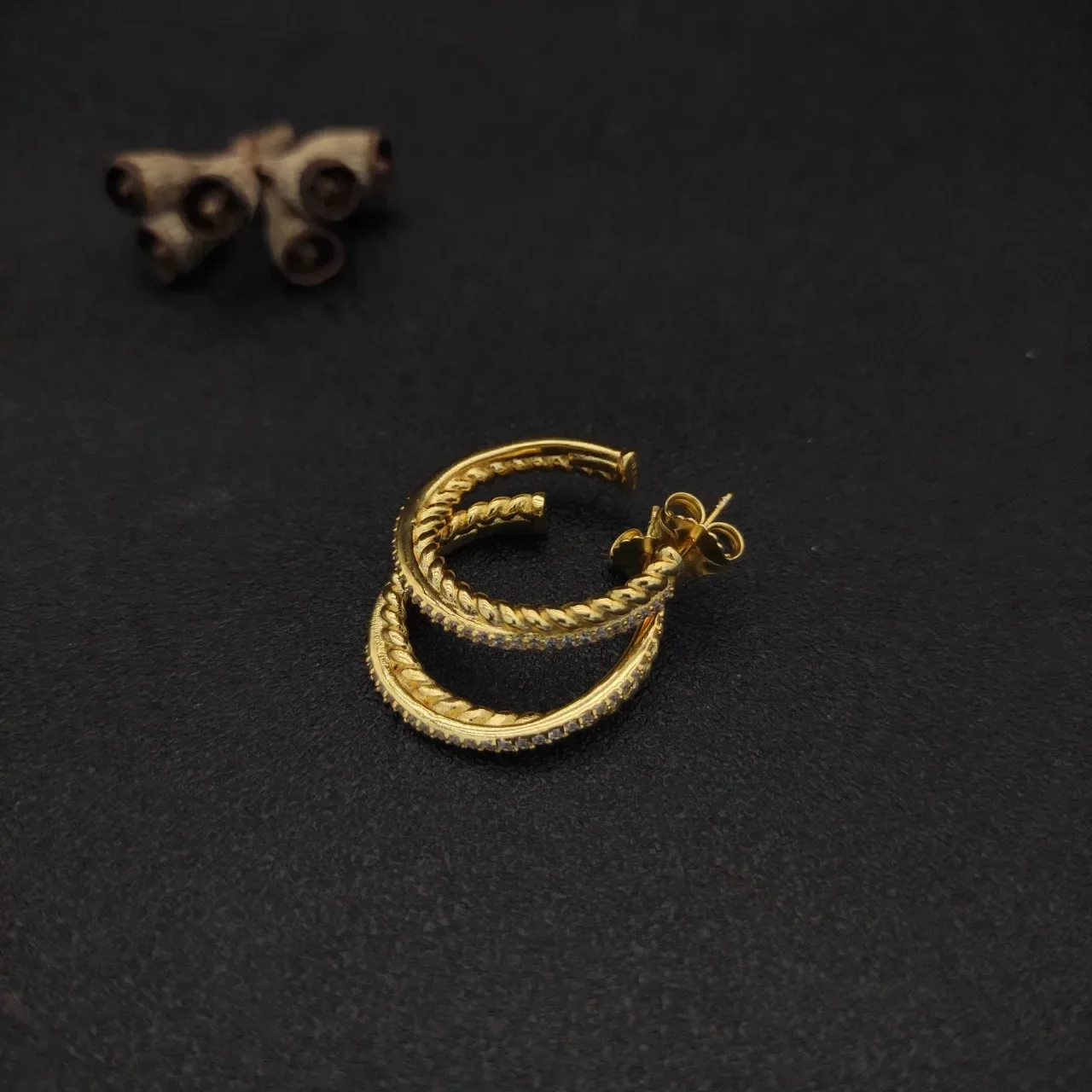 David Yurman Cable Classics Gold Transparent Twisted Rope Motif Pavé Stone Accent Earrings 6