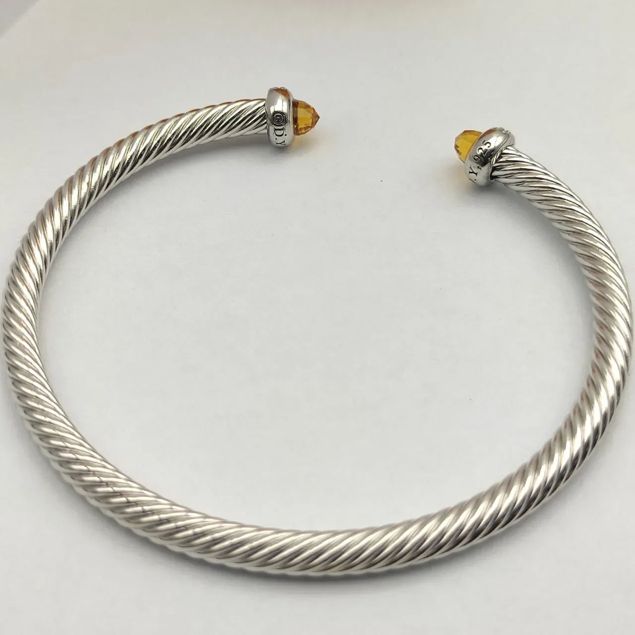 David Yurman Cable Classics Silver Orange Twisted Gemstone Terminals Bracelet 5