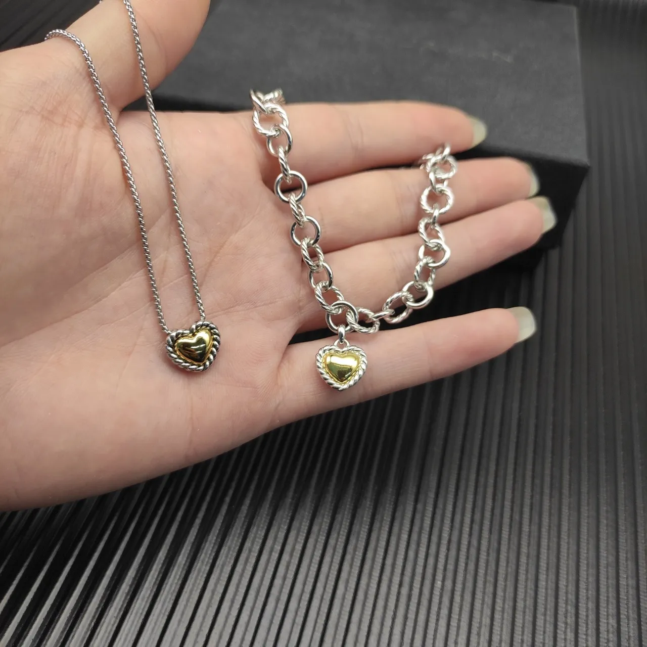 David Yurman Cable Classics Twisted Link Heart Charm Bracelet 6