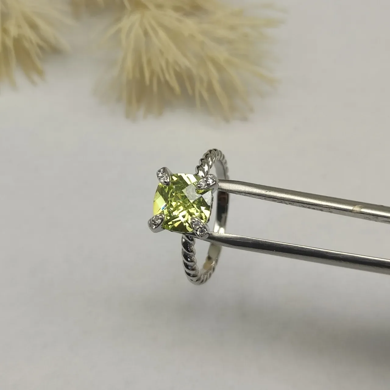 David Yurman Cable Collection Peridot Cushion-Cut Ring 5