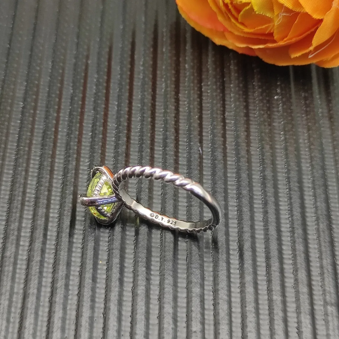 David Yurman Cable Collection Peridot Cushion-Cut Ring 7