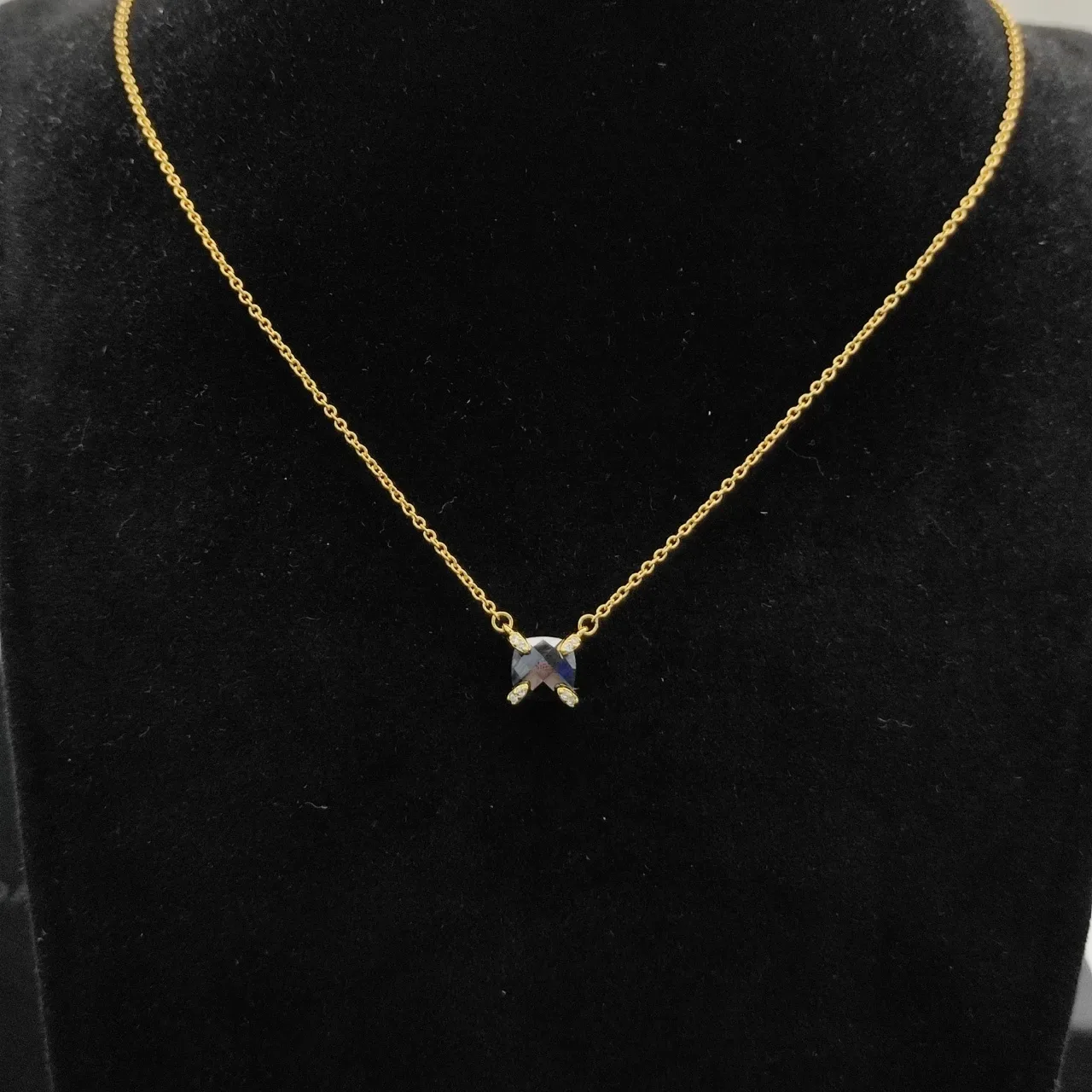David Yurman Gold Black Chain Faceted Stone Necklace 3