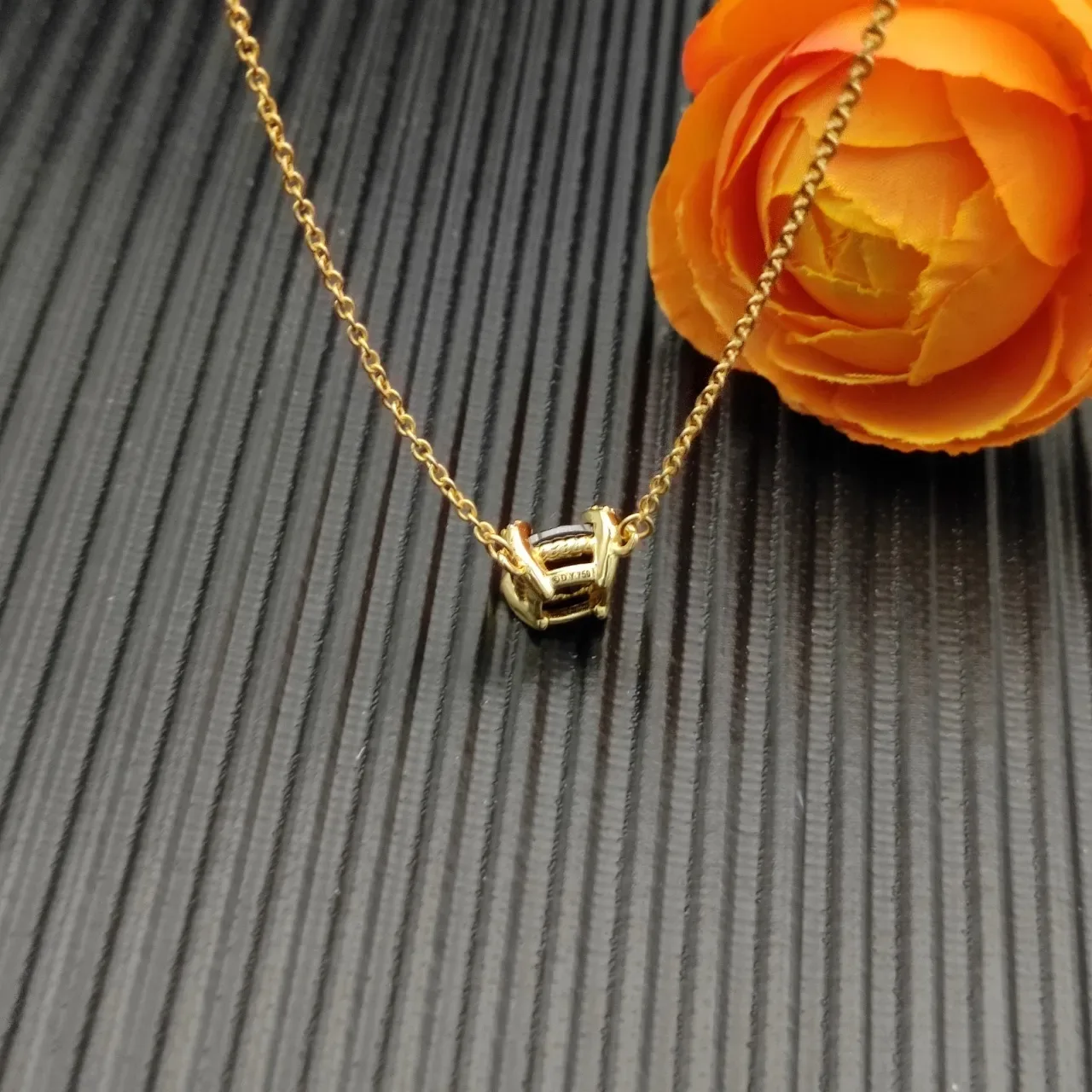David Yurman Gold Black Chain Faceted Stone Necklace 7