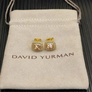 David Yurman Gold-Tone Peach Stone Pavé Halo Stud Earrings