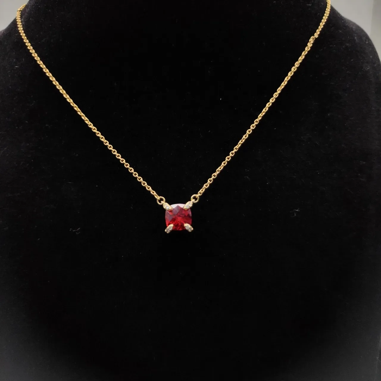 David Yurman Red Gold Chain Square-Cut Gemstone Necklace 3