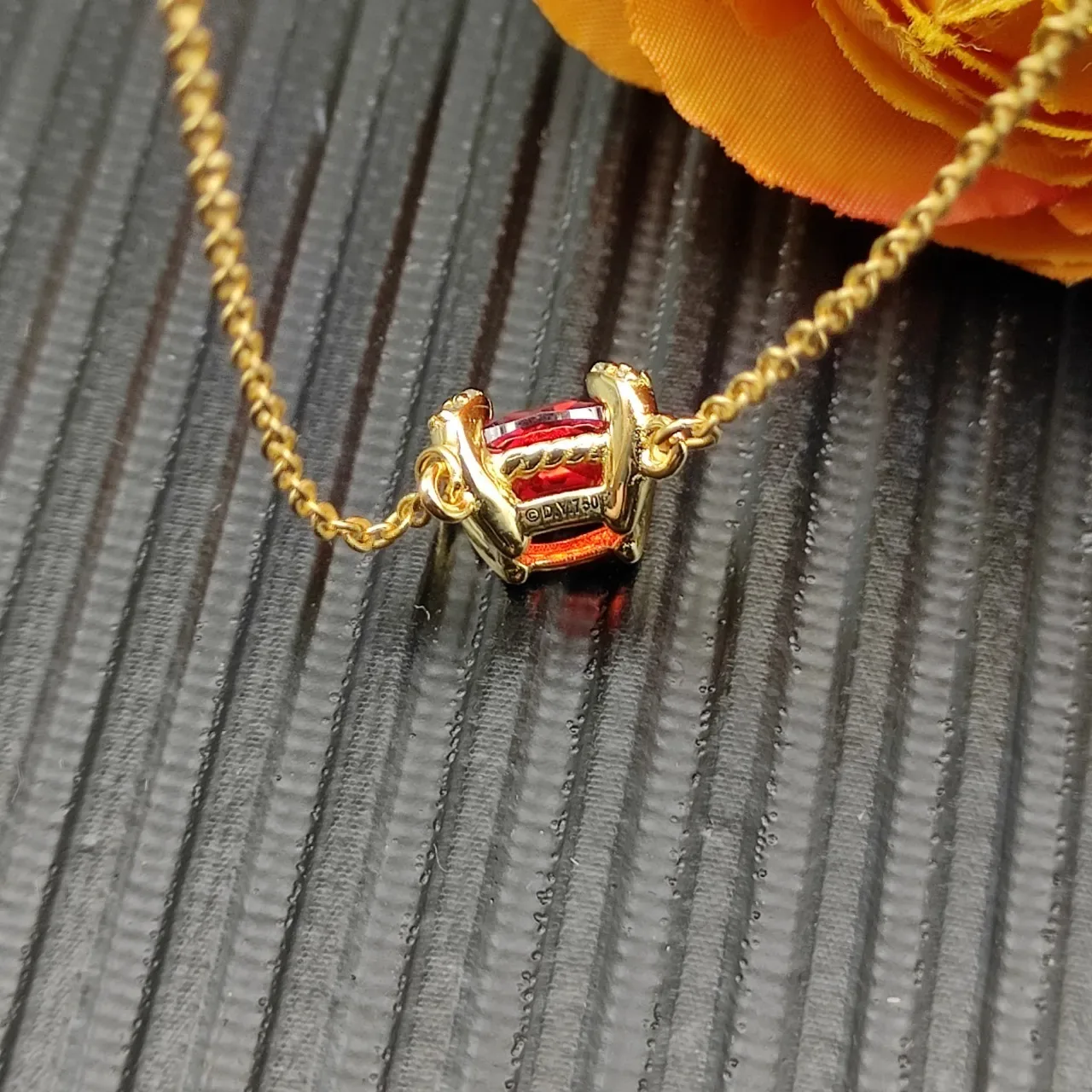David Yurman Red Gold Chain Square-Cut Gemstone Necklace 7