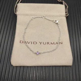 David Yurman Pulsera de Cadena de Plata con Gema Púrpura Facetada Simple