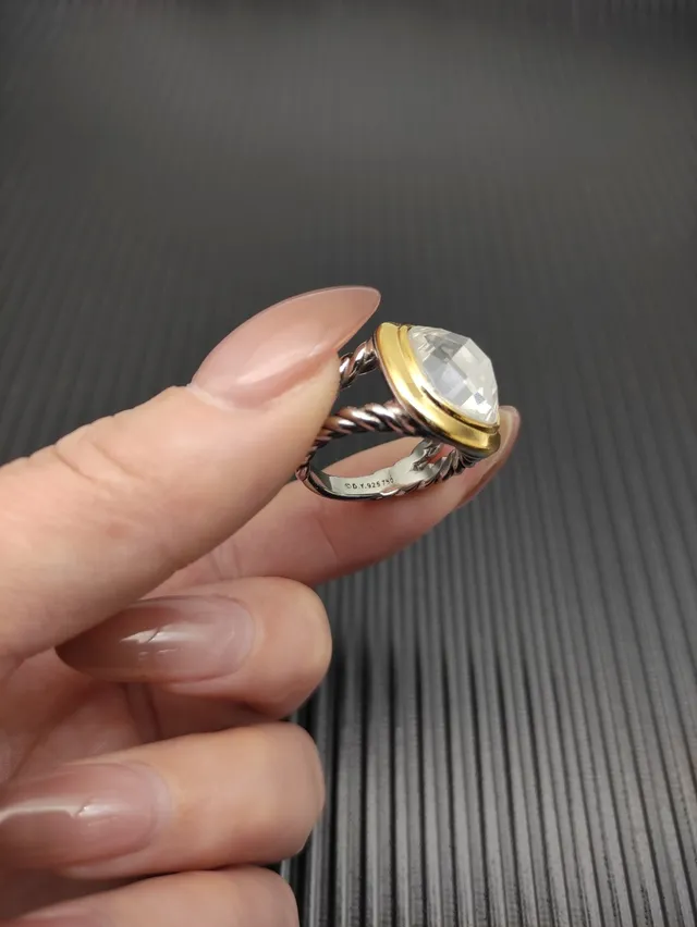 David Yurman Two-Tone Cushion-Cut Stone Ring 6