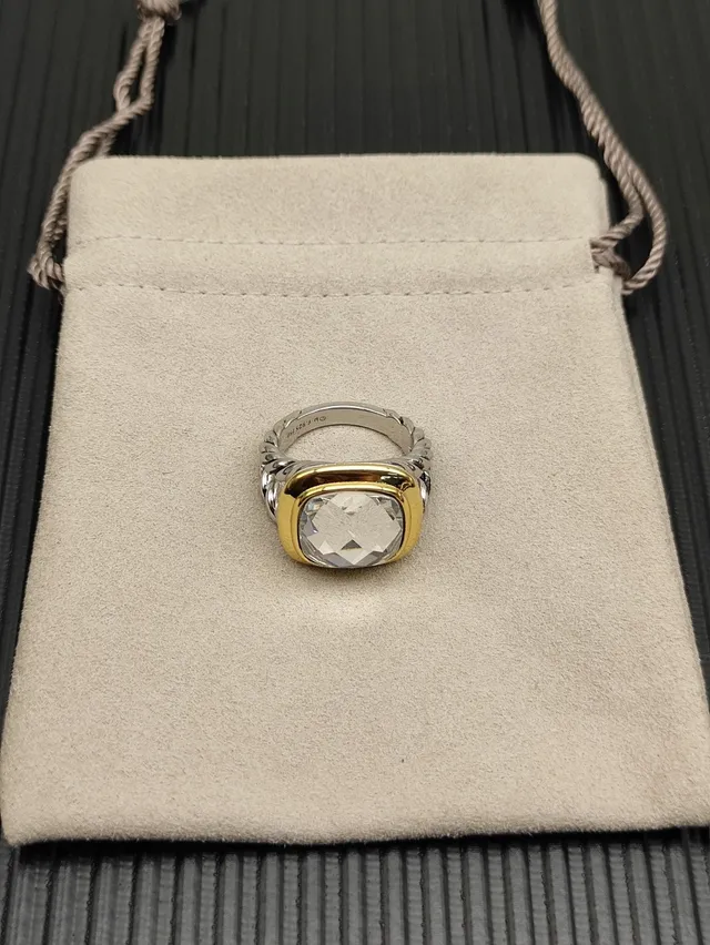 David Yurman Two-Tone Cushion-Cut Stone Ring 9