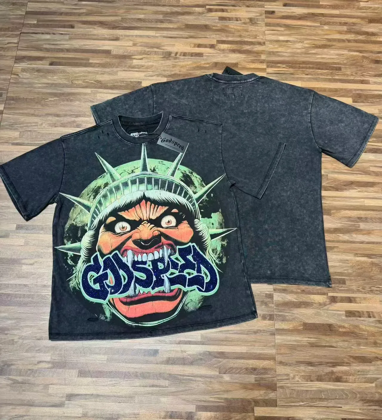 Distressed Acid-Wash Graphic T-Shirt 5