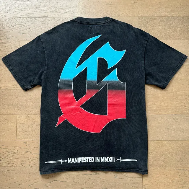 Distressed Black Double-Sided Graphic Print Oversized T-Shirt 7