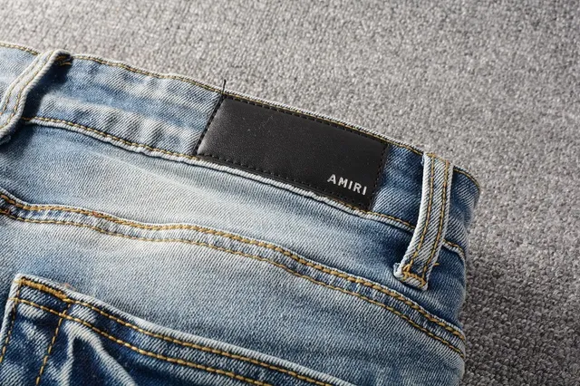 Distressed Light-Wash Blue Embroidered Slim-Fit Jeans 5