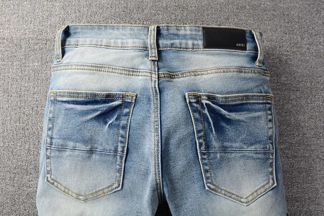 Distressed Light-Wash Blue Embroidered Slim-Fit Jeans 7