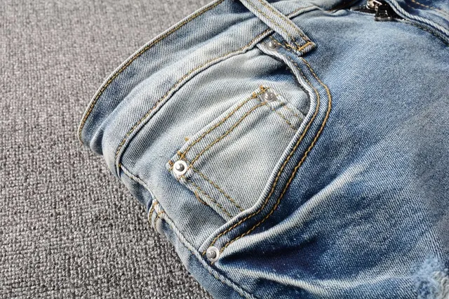 Distressed Light-Wash Blue Embroidered Slim-Fit Jeans 10
