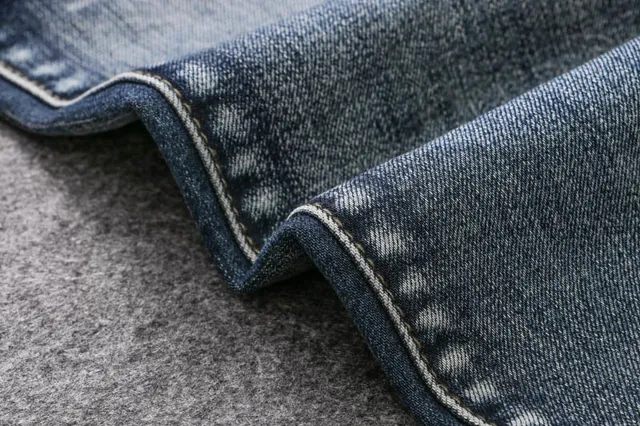 Distressed Moto-Panelled Blue Denim Jeans 10