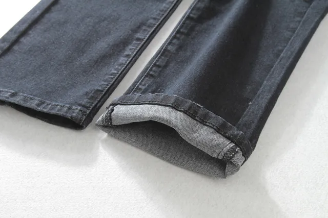 Distressed Moto-Panelled Slim-Fit Black Jeans 2