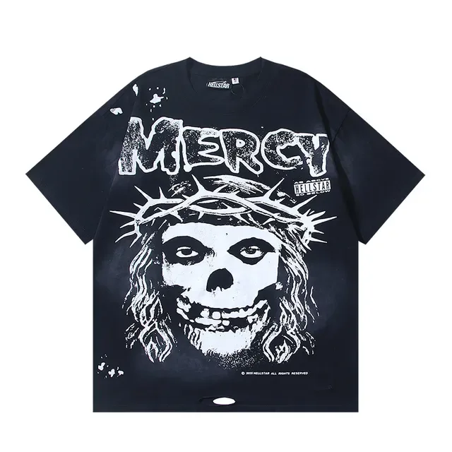 Distressed Oversized Graphic Print Black T-Shirt 2
