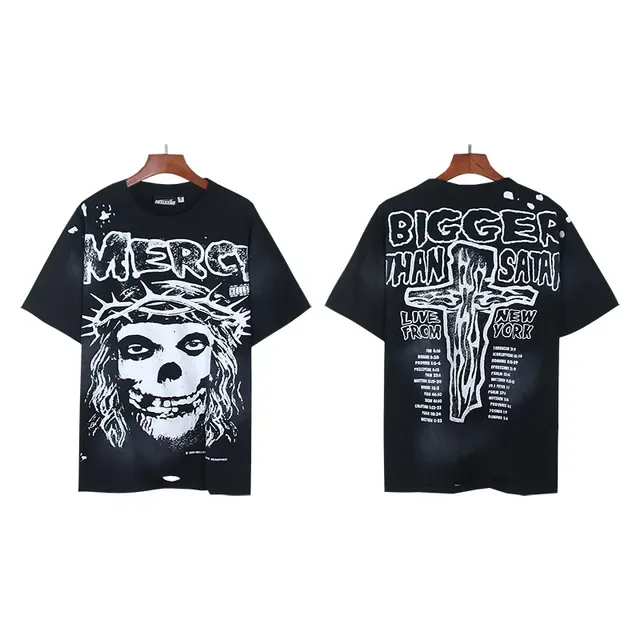 Distressed Oversized Graphic Print Black T-Shirt 3