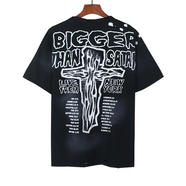Distressed Oversized Graphic Print Black T-Shirt 6