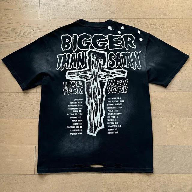 Distressed Oversized Graphic Print Black T-Shirt 10