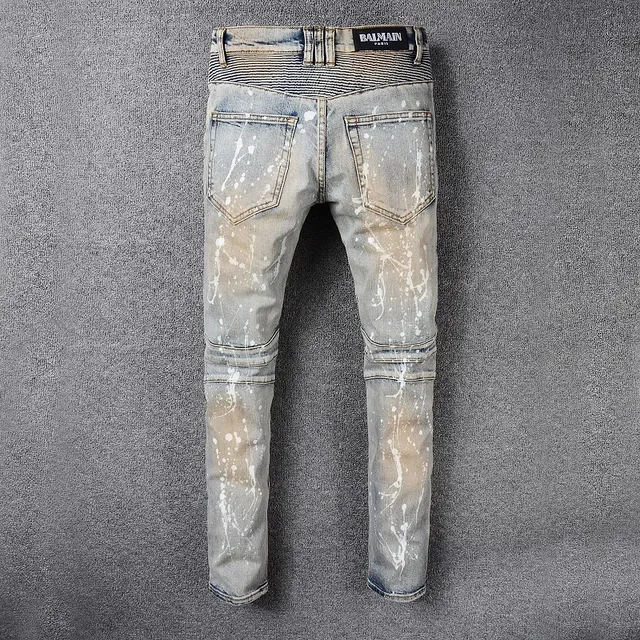 Distressed Paint-Splatter Slim-Fit Jeans 2