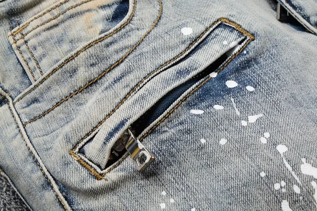 Distressed Paint-Splatter Slim-Fit Jeans 3