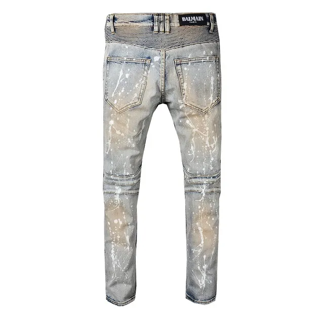 Distressed Paint-Splatter Slim-Fit Jeans 5