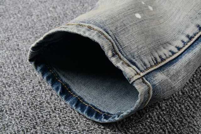 Distressed Paint-Splatter Slim-Fit Jeans 9
